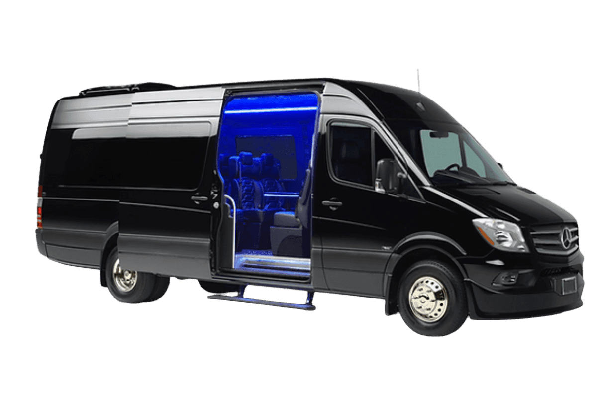 Mercedes Sprinter van with side door open